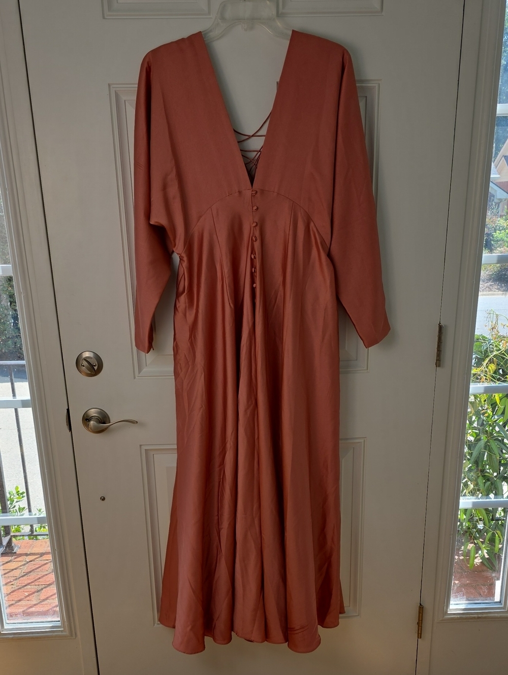 Asos Edition V-Neck Long Sleeve Lined Gown in Rust Mauve.  Size 12. NWT